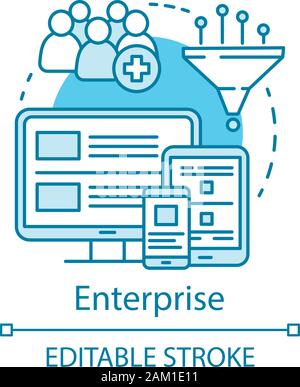 Enterprise concept icon. Digital marketing tools subscription tariff idea thin line illustration. Customer database. Display advertising. Vector isola Stock Vector