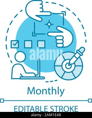 Monthly concept icon. Photo editor subscription tariff idea thin line illustration. Computer graphics program. Exposure setting. Vector isolated outli Stock Vector