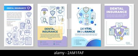 Dental insurance brochure template layout. Guaranteed savings. Flyer, booklet, leaflet print design with linear illustrations. Vector page layouts for Stock Vector