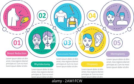 Corrective surgery service vector infographic template. Business presentation design elements. Data visualization with five steps and options. Process Stock Vector