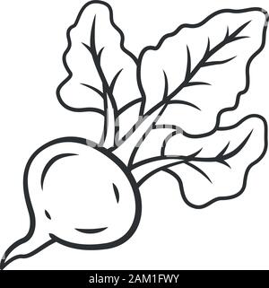 Beet linear icon. Agriculture plant. Soup ingredient. Vitamin. Diet. Healthy food. Vegan nutrition. Thin line illustration. Contour symbol. Vector iso Stock Vector
