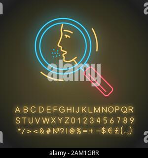 Allergy diagnosis app icon. Medical testing. Search for health problems. Symptom analysis. Human face in magnifier. UI/UX user interface. Web or mobil Stock Vector