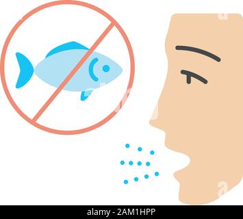 Fish allergy color icon. Finned fish sensitivity. Hypersensitivity of ...