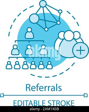 Referrals turquoise concept icon. Network marketing idea thin line illustration. Word of mouth referral program strategy vector isolated outline drawi Stock Vector