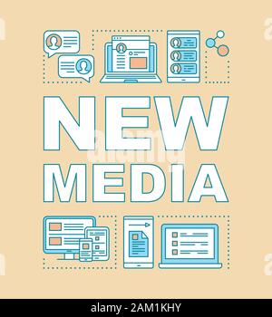 New media yellow word concepts banner. Social network,chatting, online communication Presentation, website. Isolated lettering typography idea with li Stock Vector