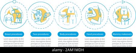 Plastic surgery center vector infographic template. Business presentation design elements. Data visualization with five steps and options. Process tim Stock Vector
