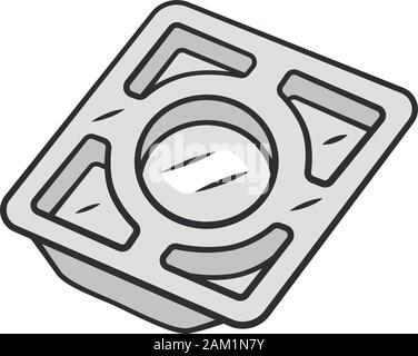 Stainless steel tray color icon. Recyclable kitchenware for serving food. Reusable metal container with separate sections. Isolated vector illustratio Stock Vector