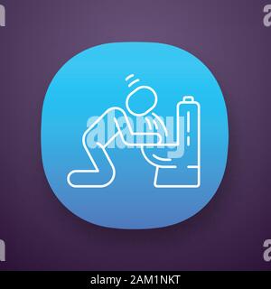 Vomiting, nausea app icon. Food poisoning symptom UI/UX user interface. Allergy, hangover. Web or mobile application. Pregnancy morning sickness, toxi Stock Vector