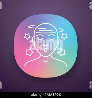 Dizziness app icon. Headache, migraine. Concussion, brain injury. UI/UX user interface. Fatigue, vertigo illness. Web or mobile application. Cold, flu Stock Vector