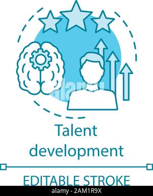 Talent development turquoise concept icon. Personal growth, inspiration, aspiration idea thin line illustration. Achievement, success, improvement vec Stock Vector