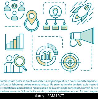 Global search white background article page vector template. Brochure, magazine, booklet design element with linear icons and text boxes. Print design Stock Vector