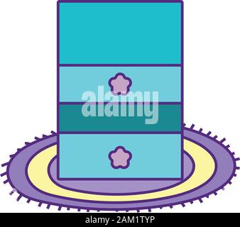 cute drawers furniture decoration on carpet vector illustration Stock Vector