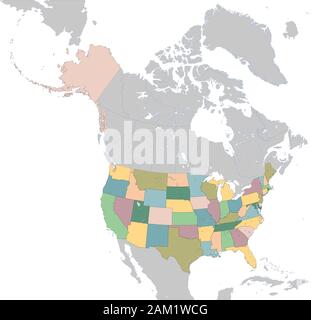 Illustration map of The United States of America Stock Vector