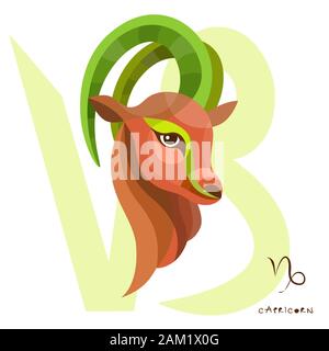 Capricorn zodiac sign of horoscope circle astrological, horoscope symbol. Stock Vector