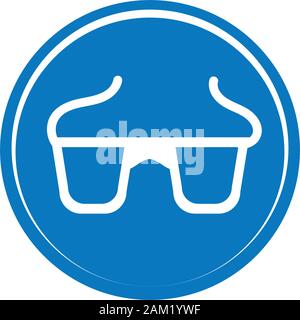 Safety glasses flat icon. Construction glasses. Safety wear glasses. Vector Stock Vector