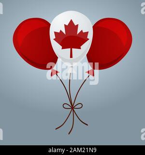Balloons in canadian flag colors isolated vector illustration Stock Vector
