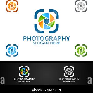 Abstract Camera Photography Logo Icon Vector Design Template Stock Vector