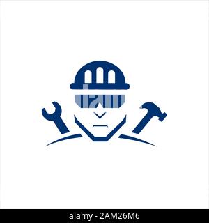 super handyman logo vector design people with tools concept inspiration Stock Vector