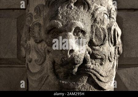 bas-relief of a lion on the ancient wall of a building in Prague Stock Photo