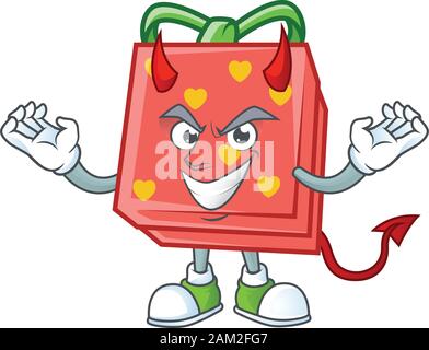 Devil love gift red Cartoon character design Stock Vector
