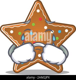 Sad of gingerbread star cartoon mascot style Stock Vector