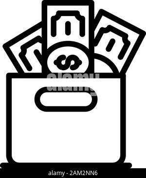 Money laundering box icon, outline style Stock Vector