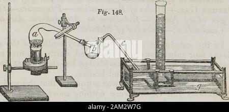 A text-book on chemistry : for the use of schools and colleges . the researches on the properties of fixed air,which Black made about 1750, that pneumatic chemistryowes its origin. These were soon followed by the dis-coveries of Priestley, Scheele, and others. That of oxygen What opinions were formerly held respecting the different gases 1What was the original signification of the term gas ? By whom was thedoctrine of the plurality of airs established ? P 170 PREPARATION OF OXYGEN. gas, by the former of these philosophers, in 1784, foreverdestroyed the ancient notion of vitiated airs; for this Stock Photo