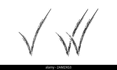 Pencil sketch single and double check mark in Doodle style. Isolated on a white background. Vector illustrations for postcards, posters, stickers and Stock Vector