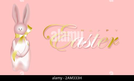 Horizontal banner, poster, header website. vector illustration.Easter holiday banner. Easter design with realistic holiday items, sparkling garland li Stock Vector