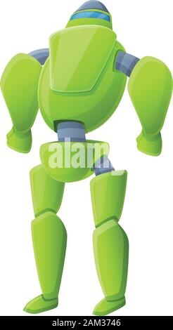 Green futuristic robot icon. Cartoon of green futuristic robot vector icon for web design isolated on white background Stock Vector