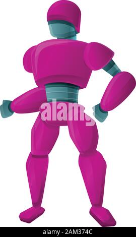 Pink robot icon. Cartoon of pink robot vector icon for web design isolated on white background Stock Vector