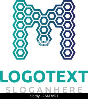 Letter M company logo, Hexagonal style M icon vector, clean design template element Stock Vector