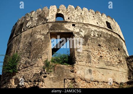 Ruin of a tower building of an old historical fort, Stone Town, Zanzibar Stock Photo