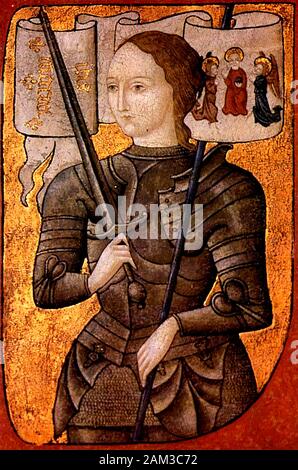 JOAN OF ARC (c 1412-1431) in a late 15th century miniature held in the French National Archives Stock Photo