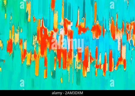 Modern painted background.  Chaotic paint mix in orange and blue tones. Colorful pattern. Abstract 2d illustration Stock Photo