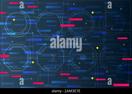 Head up display HUD with graphic user interface GUI elements background. Vector illustration or technology background in futuristic design Stock Vector