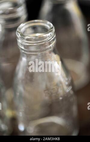 glass 1950's school milk bottle Stock Photo