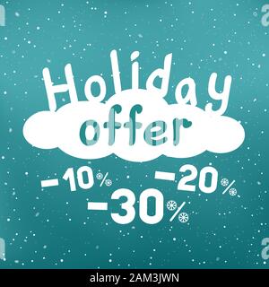 Holiday offer discount falls from cloud Stock Vector