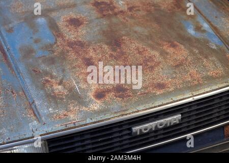 Rusty car  Bonnet , Toyota Stock Photo
