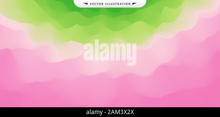 Wavy gradient backdrop. Abstract background with dynamic effect. Bright smooth transitions. 3D vector Illustration for design. Stock Vector