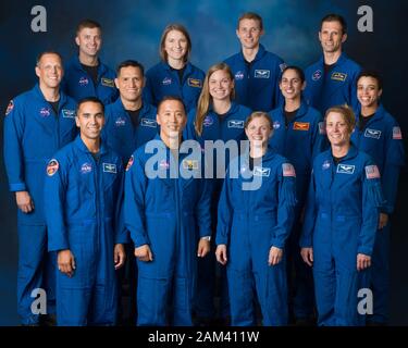 HOUSTON, TEXAS - 10 Jan 2020 - The 2017 Class of Astronauts before their graduation ceremonies at the Johnson Space Center in Houston, Texas, USA. The Stock Photo