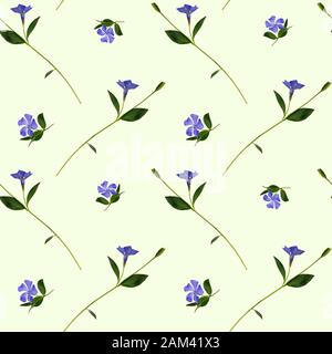 Periwinkle flowers seamless pattern for background Stock Photo
