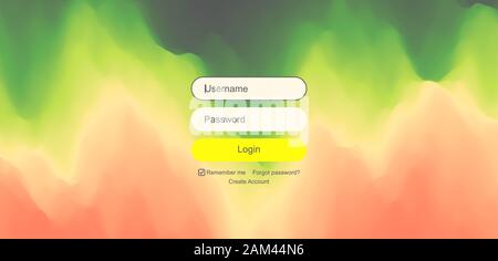 Login user interface. Modern screen design for mobile app and web design. Gradient background. Website element. Vector illustration. Stock Vector