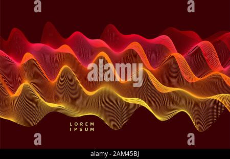 Wave background. Abstract vector illustration. 3d technology style. Network design with particle. Stock Vector