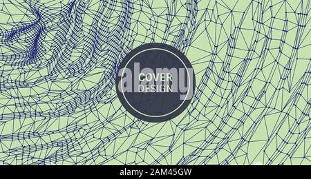 Abstract science or technology background. Graphic design. Network illustration. 3D grid surface. Stock Vector