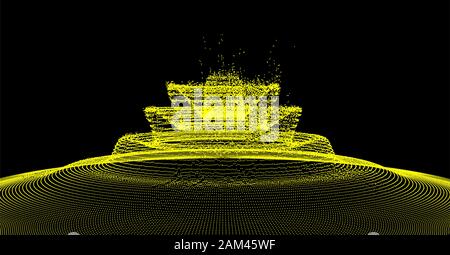 Background with explosion. Abstract vector illustration with dynamic effect. 3d futuristic technology style. Can be used for advertising, marketing an Stock Vector