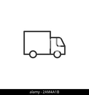 Delivery truck icon in flat style. Van vector illustration on white isolated background. Cargo car business concept. Stock Vector