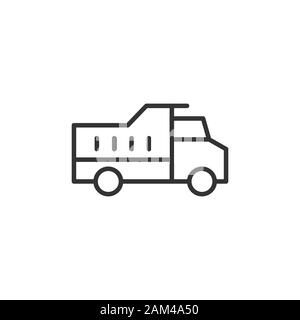 Delivery truck icon in flat style. Van vector illustration on white isolated background. Cargo car business concept. Stock Vector