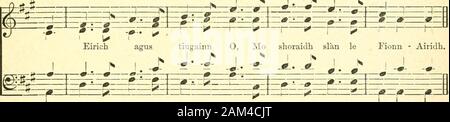 A' choisir-chiuil : the StColumba collection of Gaelic songs, arranged for part-singing .  =*.—; Fionn - Airidh.. * Gaelic translation by the late Archibald Sinclair. 1 Tha n latha math, s an soirbheas ciiiin ;Tha n trine ruith, s an t-am dhuinn dliith ;Tha m bat gam fheitheamh fo a siuil, Gu m thoirt a null o Fhionn-Airidh. Eirich agus, etc. 2 Tha iomadh mile ceangal blathMar shaighdean aim am fein an sas ;Mo chridhe n impis a bhi sgainnt A chionn bhi fagail Fhionn-Airidh. Eirich agus, etc. 3 Bu trie a ghabh mi sgriob learn fheinMun cuairt air luchairt Fhinn an trein ;S a dh eisd mi sgeulach