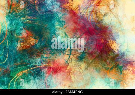 Artistic painting background.  Variety stains of paint in iridescent colors. Colorful pattern. Contemporary composition Stock Photo